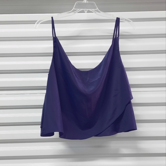Mark. Top Women Size XXL Purple Sleeveless Cropped Blouse Satin Camisole - Picture 1 of 5